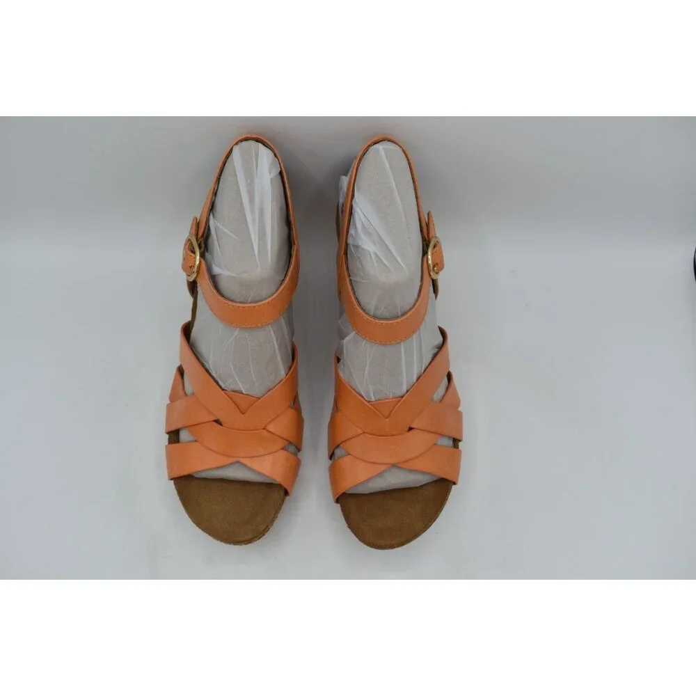 Sofft Womens Size‎ 11 Carlana Sunset Orange Leather Wedge Sandals Shoes